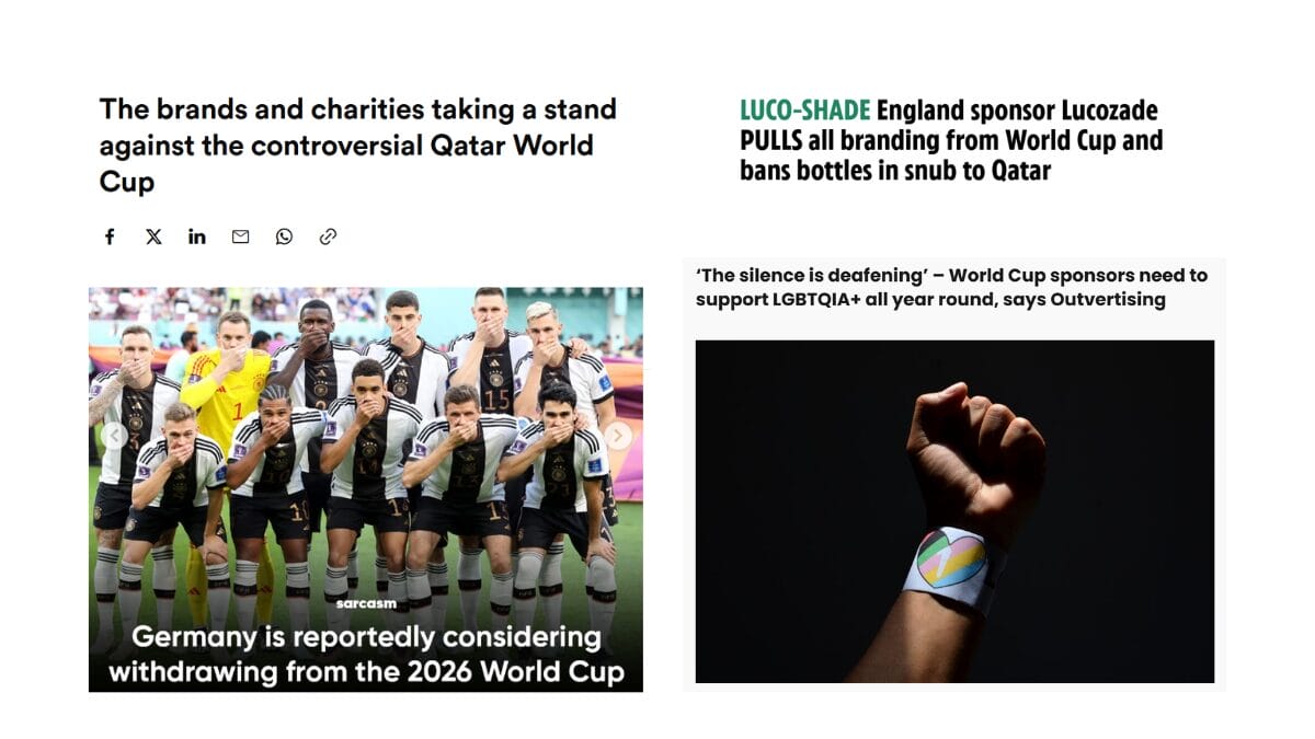 Examples of brands taking action against world cup
