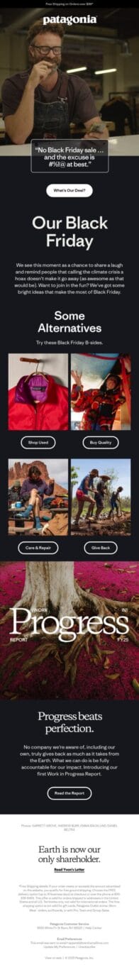 Holiday marketing inspiration - Black Friday - Patagonia