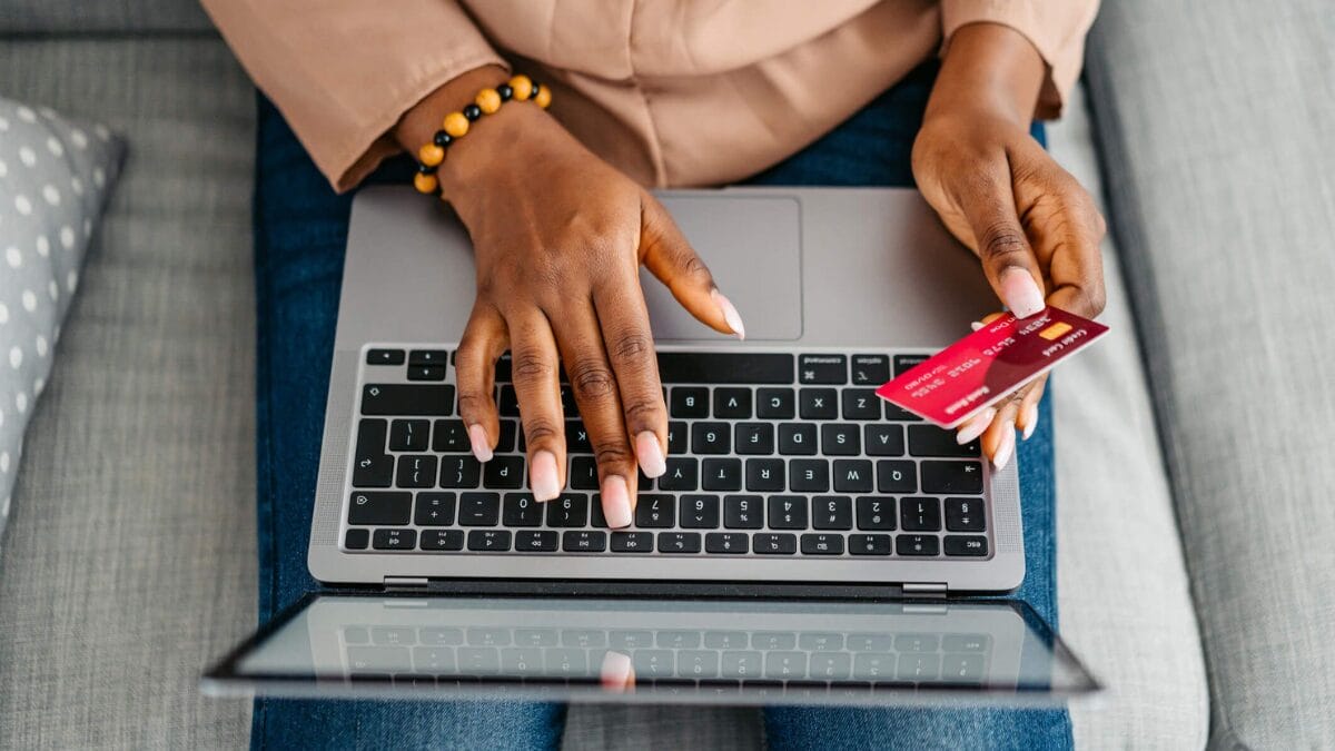 Woman on laptop making purchases